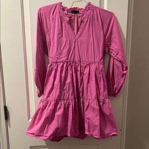 J. Crew Vibrant Pink Ruffle Blouse